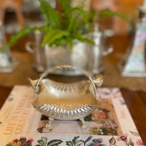 Antique Victorian Silver Plate Claw Foot Basket | Antique Silver Trinket Dish